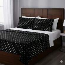 2-Piece Single Bed Sheet Set, Printed 200 Thread Count Percale Fabric, Full Elastic Hem, With Point Palito Pillowcase - 咖啡棕 - 查看 1