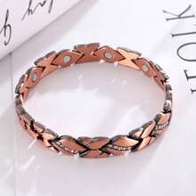 [3500 Gauss Magnetic Copper Bracelet]Pure Copper Women's Bracelet: Super Strong 3500 Gauss Magnetic - Crystal Jewelry Christmas Valentine's Day Gift - Includes Sizing Tool - Leaf diamond magnet bracelet - View 8