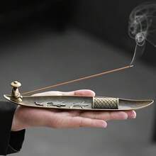 1pc Metal Fisherman Backflow Incense Burner, Zen Design Compatible With Incense Sticks, Aromatherapy Healing, Meditation And Mindfulness, Home Decor, Suitable For Christmas, Halloween, Easter And Other Holiday Gifts And Display - a - View 1