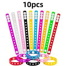 Multicolor Adjustable Silicone Wrist Strap, Snap Closure Hollow Rubber Bracelet, DIY Charm Bracelet Blanks For Daily Party Accessories - View 7