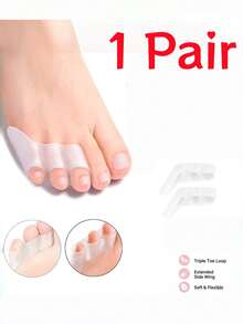 QKC 1 Pair 3-Toe Silicone Toe Caps, Anti-Friction, Waterproof, Foot Care Tool For Day And Night Use - White - View 3