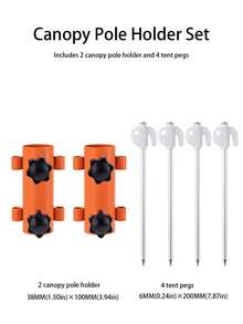 1 Set Multi-Function Tent Pole Base Fixator, Adjustable Locking Tent Pole Anchor, High-Hardness Metal Tent Pegs, Outdoor Camping Tent Fixing Tool - Multicolor - View 13