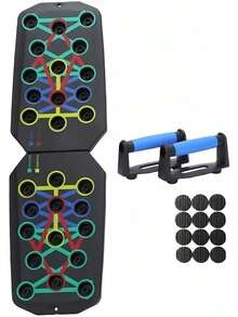 Tabla de Flexiones 28 en 1, Sistema de Flexiones Plegable Multifuncional, Equipo Profesional para Entrenamiento de Músculos del Pecho, Equipo de Gimnasio en Casa Unisex, Regalo para Entusiastas del Fitness (Mango Azul): Deportes y Aire Libre - MANGO AZUL - Ver 3