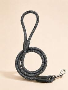 1pc Grey-Black Linen Dog Leash, Convenient Outdoor Pet Leash, Can Be Paired With Waste Bags, Collars, Etc., Suitable For Daily Dog Walking, Outdoor Trips, Travel Camping, Etc. - Multicolor - View 3