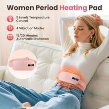 SOKANY Warm Uterus & Waist Heating Pad, 5 Temperature Levels + 4 Vibration Modes, 2-In-1 Heat & Massage, Auto Shut-Off, Type-C Charging (1800mAh Lithium Battery), Suitable For Home/Office/Sleep - Pink - View 2