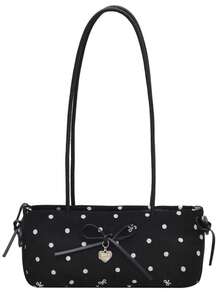 BAILEE A Stylish, Minimalist, And Cute Shoulder Bag With A Dot Pattern, A Bow-Shaped Heart Charm, Perfect For Outfits And As A Gift Option. - Multicolor - View 14