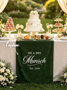 Customized Wedding Welcome, Wedding Tablecloth, Personalized Linen Striped Bar Event Signage, Bar Event Banner, Can Customize Name And Date, Wedding Gift, Welcome Gift, Mother's Day Gift, Anniversary, Party Decorations - Multicolor - View 5