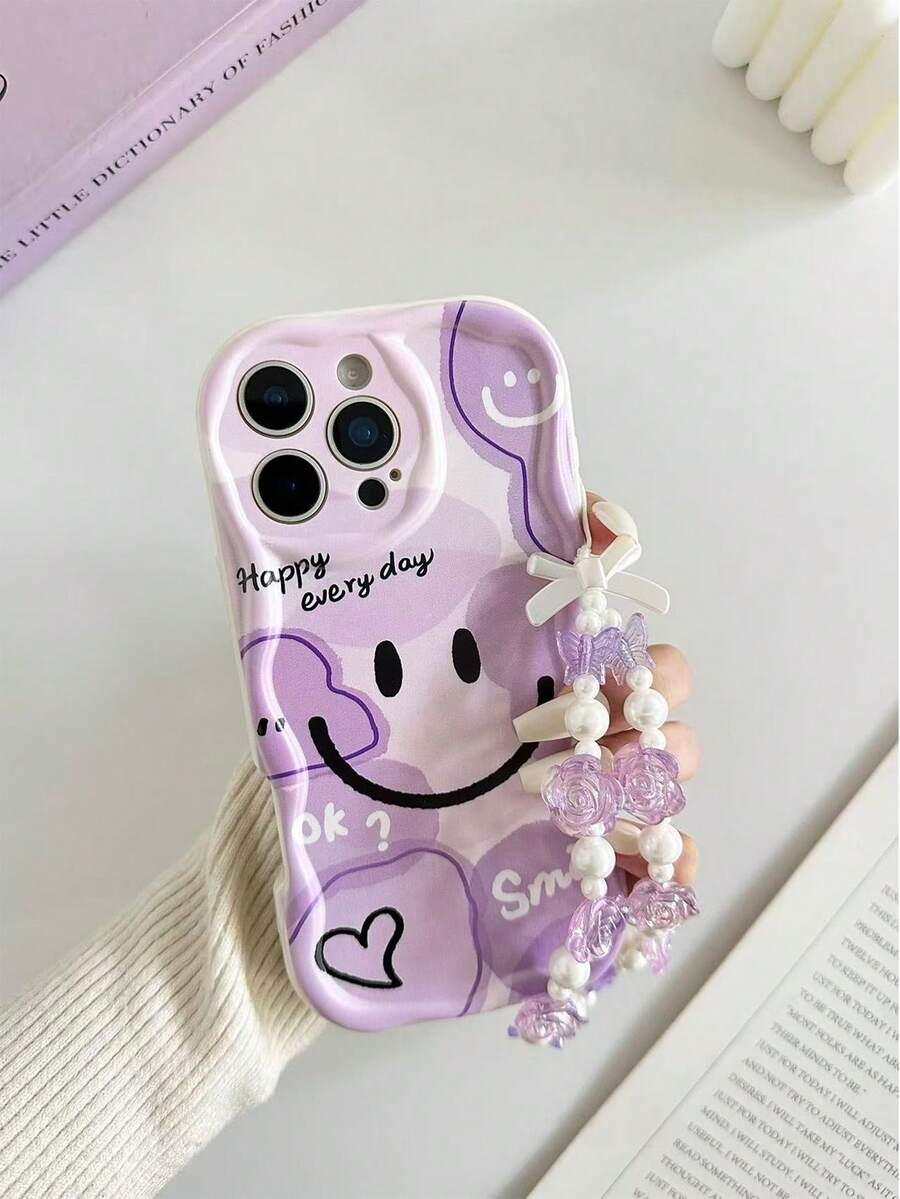 Creamy Purple Smiling Face Painted Phone Case Compatible With IPhone 14, 14 Pro, 14 Pro Max, 13, 13 Pro, 13 Pro Max, 11, 11 Pro Max, 12, 12 Pro, 12 Pro Max, XR, 7, 8, GES2, XS, 15, 15 Pro, 15 Pro Max, 16, 16 Pro, 16 Pro Max, Cartoon, Anti-Drop, Premium