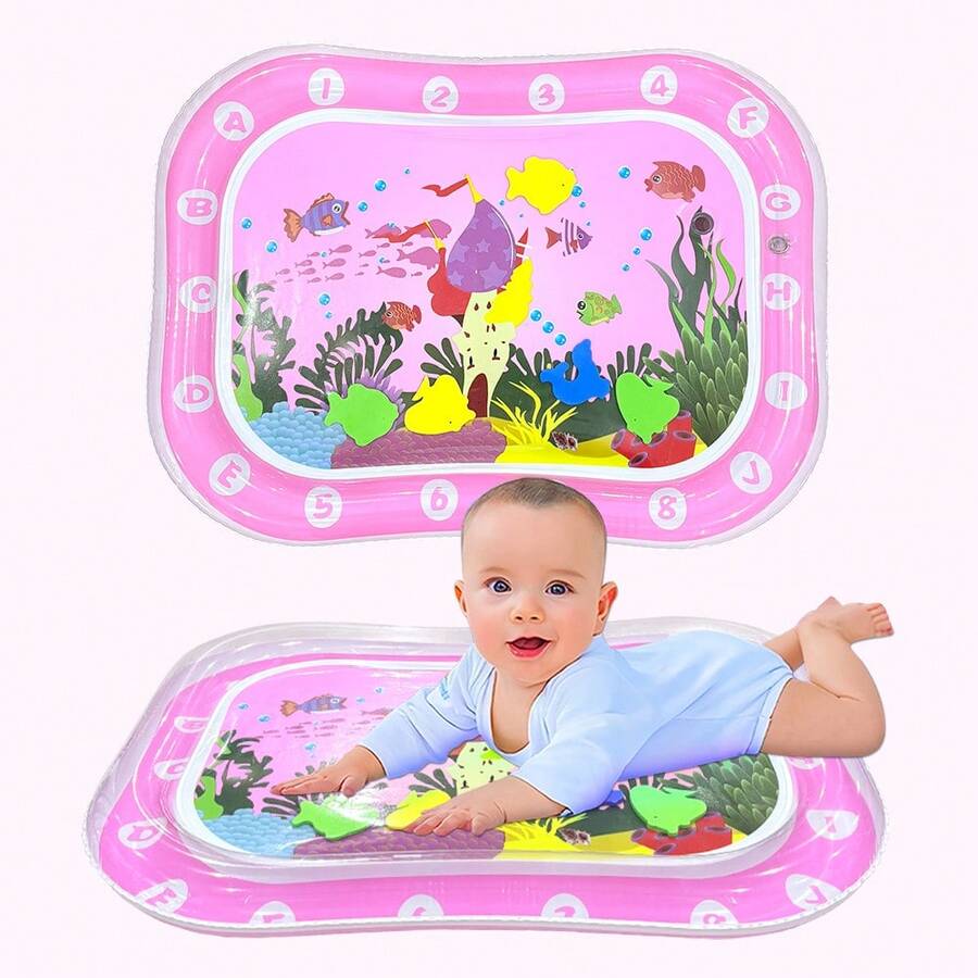 1pc Inflatable Tummy Time Water Mat, Water Play Mat, Baby Water Toy, Inflatable Play Mat, Fun Early Development Activity Play Center - Multicolor - View 1