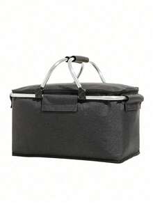 Foldable Insulated Picnic Basket, Thickened Aluminum Frame, Aluminum Foil Lining With Oxford Cloth Material, Waterproof, Leak-Proof, Cold-Keeping, Fresh-Keeping, Large Capacity, Strong Load-Bearing; Portable Dual Zipper Design, Easy To Clean, Suitable For Camping, Picnic - A - View 12
