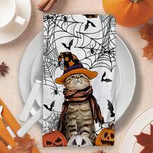 2/4/48pcs Halloween Series Spider Web Witch Cat Pattern Printed Kitchen Towels - Super Soft, Highly Absorbent Polyester Dishcloths And Hand Towels, Perfect For Holiday Decor, Kitchen Decor, Party Decor. - Multicolor - View 7