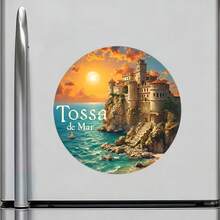 Tossa De Mar Sunset Over The Ancient Walls And The Quiet Cliffs Magnet Where The Mediterranean Holds Its Breath In Timeless Gold Keepsake For All Metal Surfaces Throughout The Home - A - View 2