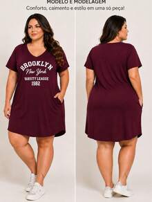 Plus Size Dresses - BROOKLYN BORDÓ - Ver 2