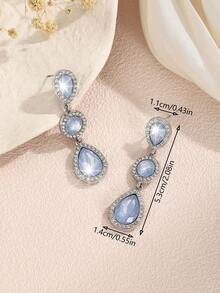 1 Pair Bohemian Alloy Glass Rhinestone Fashion High-End Popular Versatile Bestselling Earrings - Opal Blue - View 4