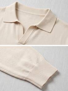 Men's Autumn/Winter Regular Shoulder Airplane Collar Long Sleeve Sweater, Business/Casual Style Top - Apricot - View 6