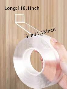 1pc Transparent Double-Sided Tape, Washable Double-Sided Adhesive, Suitable For Hotel Bathroom, Home Wall Hooks, Kitchen, Can Be Used As Shock-Resistant Double-Sided Tape For Desktop; Wall Hooks Leave No Traces And Easy To Remove - Multicolor - View 13