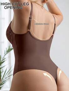 1pc Seamless Lace Deep V-Neck Shaping Bra, Effective Body Shaper Suitable For Weddings And Parties - Brown - View 5