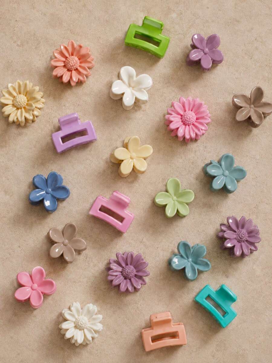 10/20 piezas de pinzas para el cabello mini de colores y estilos aleatorios, sencillas y coloridas para niñas - Multicolor - Ver 1