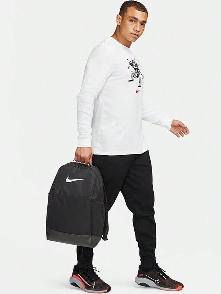 Nike Small Logo Basic Travel Student Backpack Polyester Regular Unisex Couple Style Black - Black - View 1