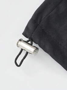 Celana Sweatpants Kargo Gaya Amerika Musim Panas Longgar Kasual Kaki Lebar dengan Tali Serut di Pinggang - Hitam - View 6