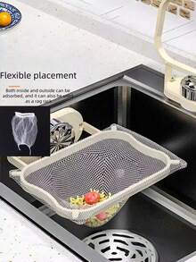 Kitchen Sink Filter Rack, PP Material Suction Cup Drain Rack, Easy Installation, Kitchen Waste Residue Sink Filter Rack No Drilling Foldable Drain Rack, Leftover Food Sink Anti-Clogging, Dishwashing Basin Sink Kitchen Waste Drain Rack, Residue Sink, Filter, Kitchen Supplies, Storage Supplies, Gift For Elders, Halloween, Christmas Gift - View 2