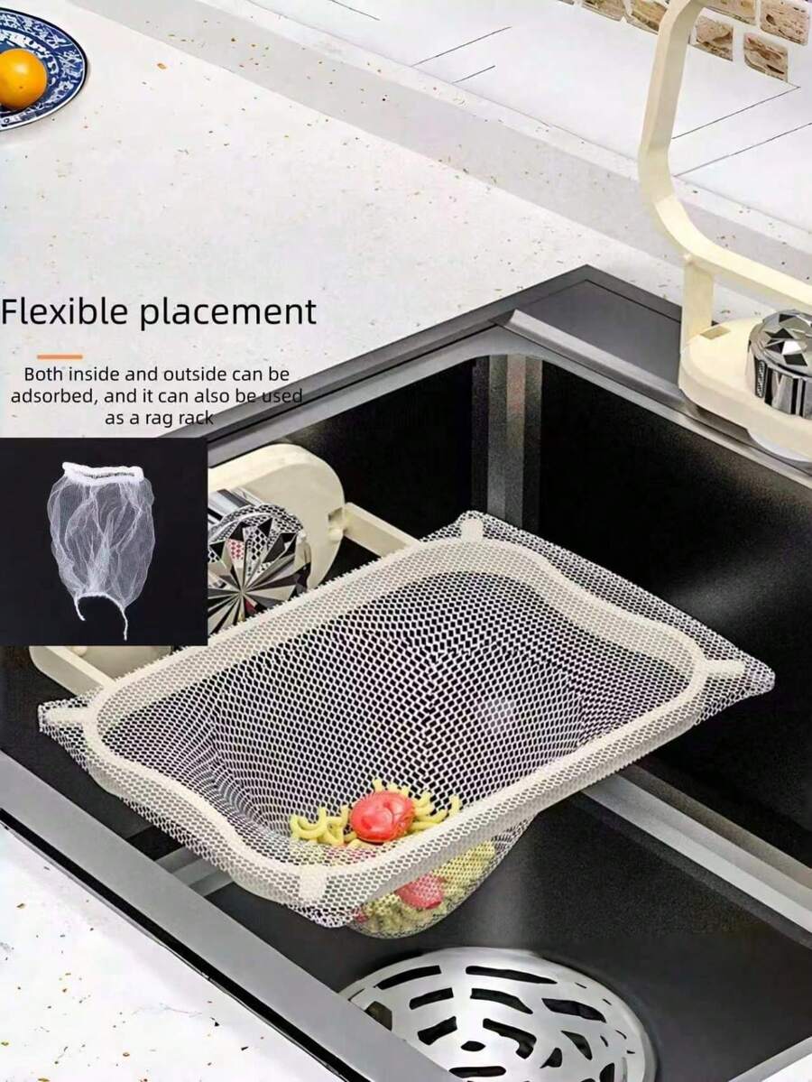 Kitchen Sink Filter Rack, PP Material Suction Cup Drain Rack, Easy Installation, Kitchen Waste Residue Sink Filter Rack No Drilling Foldable Drain Rack, Leftover Food Sink Anti-Clogging, Dishwashing Basin Sink Kitchen Waste Drain Rack, Residue Sink, Filter, Kitchen Supplies, Storage Supplies, Gift For Elders, Halloween, Christmas Gift