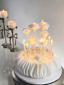 6pcs/24pcs White Pearlescent Long Straight Birthday Fairy Atmosphere Anniversary Holiday Party Cake Decoration Photo Prop Candles - View 10