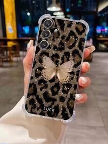 1 buah Casing Ponsel Transparan dengan Pita, Motif Leopard, Desain Lembut, Pelindung Anti Jatuh yang Sederhana dan Lucu, Cocok untuk Ponsel GALAXY, HONOR, dan lainnya - Clear - View 1