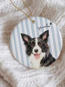 Photo + Name Customized Pet Memorial Ornament - Striped Dog And Cat Ornament, Personalized Pet Memorial Gift, Dog Christmas Ornament, Pet Memorial Gift - Multicolor - View 5