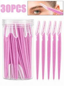 60/30/12/6/3/1pc Glitter Pink Set, Eyebrow Trimmer, Exfoliating Razor, Body Hair Removal Trimmer And Facial Grooming Kit, Women's Eyebrow Shaping Tools, Suitable For Daily Use Or Travel, Gift, Affordable Quality, Travel Essential - Pink - View 12