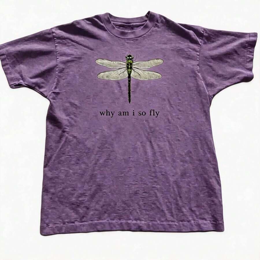 100% Cotton Geographic Inspired Dragonfly Graphic T Shirt For Men And Women | Exquisite Design | Loose And Comfortable | Shirts Y2k - 紫色 - 查看 1