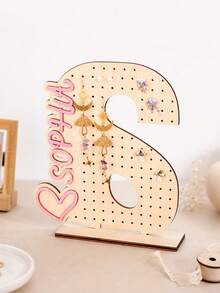 1pc Customized Wooden Letter Earring Stand, Personalized Jewelry Display Stand, Ear Stud Storage Rack, Desktop Storage Rack, Suitable For Placement On The Dressing Table. Suitable As Birthday Or Bridesmaid Gifts. - Multicolor - View 30
