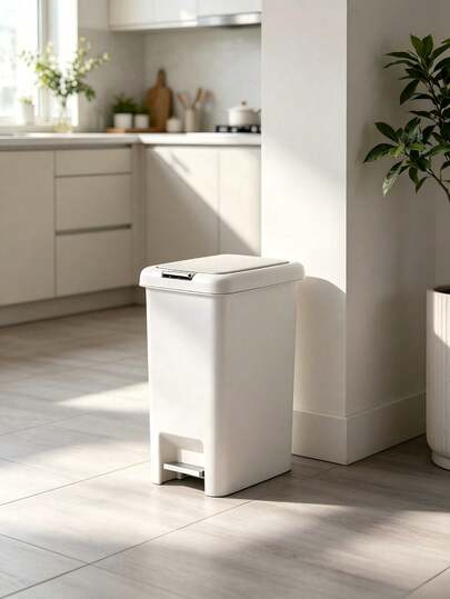 Pedal-Operated Sealed Trash Can, Shipped In Random Assorted Colors, Lidded To Block Unpleasant Odors, Slim Design To Save Space, Suitable For Home Kitchens And Bathrooms, Sturdy And Long-Lasting