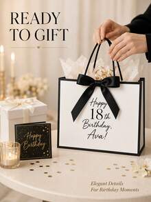 Customized Gift Bags, Personalized Name Gift Bags, Birthday Gift Bags, Wedding Gift Bags, Bridesmaid Gift Bags, Wedding Party Favors, Gift Box Alternative, Suitable For Parties, Daily Use, Shopping, Travel, Letter Embroidery - Multicolor - View 2