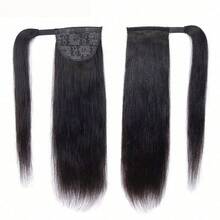 BINF Rambut Kepang Lurus Hitam Alami 26 Inci, Ekstensi Wig Ekor Kuda Rambut Lurus Wanita, Kepang Rambut Sintetis untuk Penggunaan Sehari-hari - Natural Black - View 6