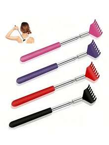 Handy Extendable Back Scratcher To Fix Itch Cute Stainless Steel Telescoping Back Scratcher For Elders Pro Extendable Back Massager Tool In Car Essential Hair Brush For Men Back Scracher Home Tools Travel Camping Essentials - Itchy Scratcher - View 2