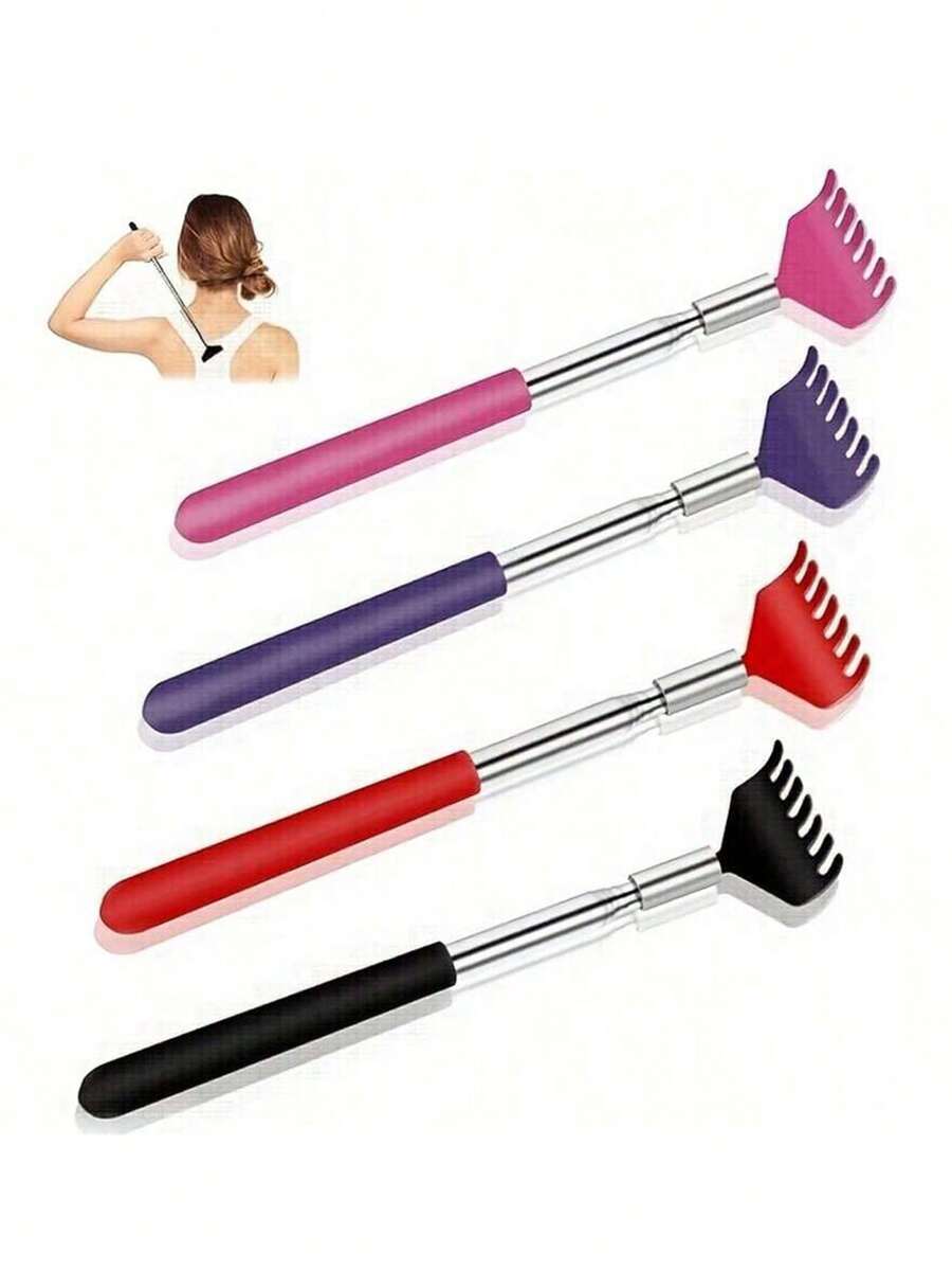 Handy Extendable Back Scratcher To Fix Itch Cute Stainless Steel Telescoping Back Scratcher For Elders Pro Extendable Back Massager Tool In Car Essential Hair Brush For Men Back Scracher Home Tools Travel Camping Essentials