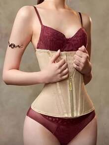 Women's Tummy Control Waist Trainer, Zip Up Shapewear Corset, Hook Body Shaper For Gym & Everyday Wear - Color - View 3