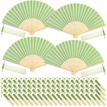 Silk Hand Fans For Wedding Party, Bridal Handheld Folding Fans, Bamboo Handheld Folding Fans, Suitable For Bridal Shower, Gift - Multicolor - View 4