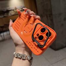 Heat-Dissipating Matte Smartphone Case, Magnetic Wireless Charging Compatible, Integrated Lens Frame With Foldable Stand, 6 Colors, Functional Cover, Cute, Compatible With IPhone 18 Pro Max/17/16/15/14/13/12/11 And All Models, Phone Cover For Men And Women, Shockproof, Shock-Absorbing, Drop-Resistant, Scratch-Resistant, Anti-Fingerprint, Anti-Slip, Birthday, Anniversary - Orange - View 2
