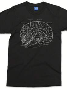 Brain Anatomy T-Shirt - Science Medical Student Tee Teacher Professor Gift Shirt New Classic Printed T-Shirt - 黑色 - 查看 1
