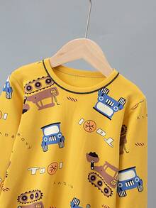 3 Sets Boys Cartoon Underwear Set Cute Print Medium Thick Long Sleeve Long Pants Loungewear Set Printed Autumn Top And Bottom - Multicolor - View 3