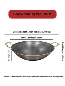 Stainless Steel Honeycomb Non-Stick Stir-Fry Pan, Dual Handle Wok, Compatible With Induction Cooktop And Gas Stove Kitchen Cookware - View 11