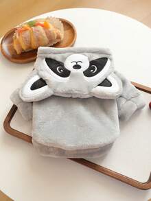 PETCIRCLE 1PC Pet Clothes Small Dog Puppy Cat Cute Soft Warm Windproof Fleece Short Transform Costume - Raccoon - Grey - View 4