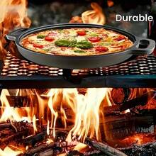 1pc Portable Lightweight Pre-Seasoned Cast Iron Grill - Non-Stick Pan for Pizza, BBQ, Pancakes - Compatible with All Stovetops, Ideal for Home Kitchen and Outdoor Cooking, Cast Iron Grill - Schwarz - Übersicht 3