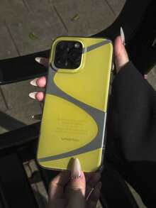1PC Color Block Abstract Curve Phone Case, Slim Anti-Fingerprint Cellphone Protector, Commuter Accessory, Surprise Gift Choice Compatible With IPhone 11/12/13/14/15/16/17 Pro Max - Multicolor - View 4