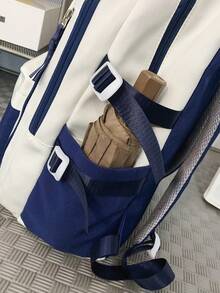 中性情侶休閒後背包，輕量防皺尼龍日用背包，極簡百搭背包，適用於學校、工作與日常使用 - 彩色 - 查看 10