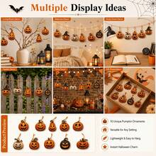 2D Flat Design, 8pcs Halloween Wooden Decorative Signs, Perfect Holiday Gift, Home Wall Decor, Christmas Decoration, Unique Pumpkin Head Shaped Wooden Hanging Ornaments With Hanging Rope, Ready To Use - 8Pcs - View 7