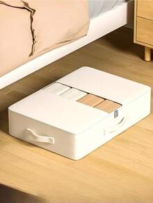 1/3pcs Underbed Storage Bags, Large Capacity Foldable Fabric Clothing And Bedding Storage Boxes With Transparent Window, Dual Zippers And Reinforced Handles, Dust-Proof Space-Saving, Suitable For Men And Women, Underbed, Closet, Wardrobe, Home, Travel And Moving - White - View 8