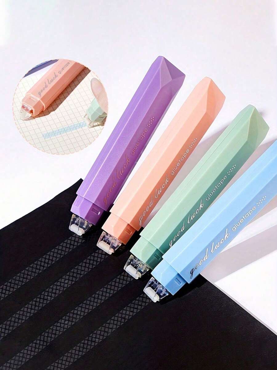 1/4pcs Double-Sided Adhesive Tape, Seamless 360° Rotation Bonding, Suitable For Scrapbooking, DIY Crafts, Back To School, Office Supplies, Handmade Journals And Art Projects - Rotatable - View 1